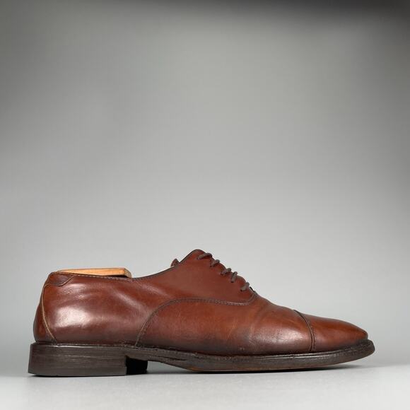 Salvatore Ferragamo Men\'s Size 8 2E Brown Leather Cap Toe Oxford Dress Shoes GUC main image 7